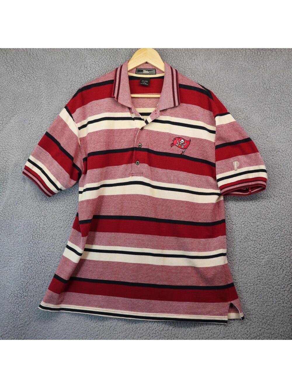 Pro Player Polo Shirt Red Large Cotton Buccaneers Tampa